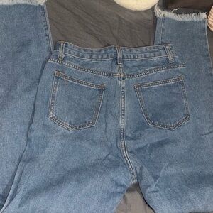 SHEIN high rise fringe jeans